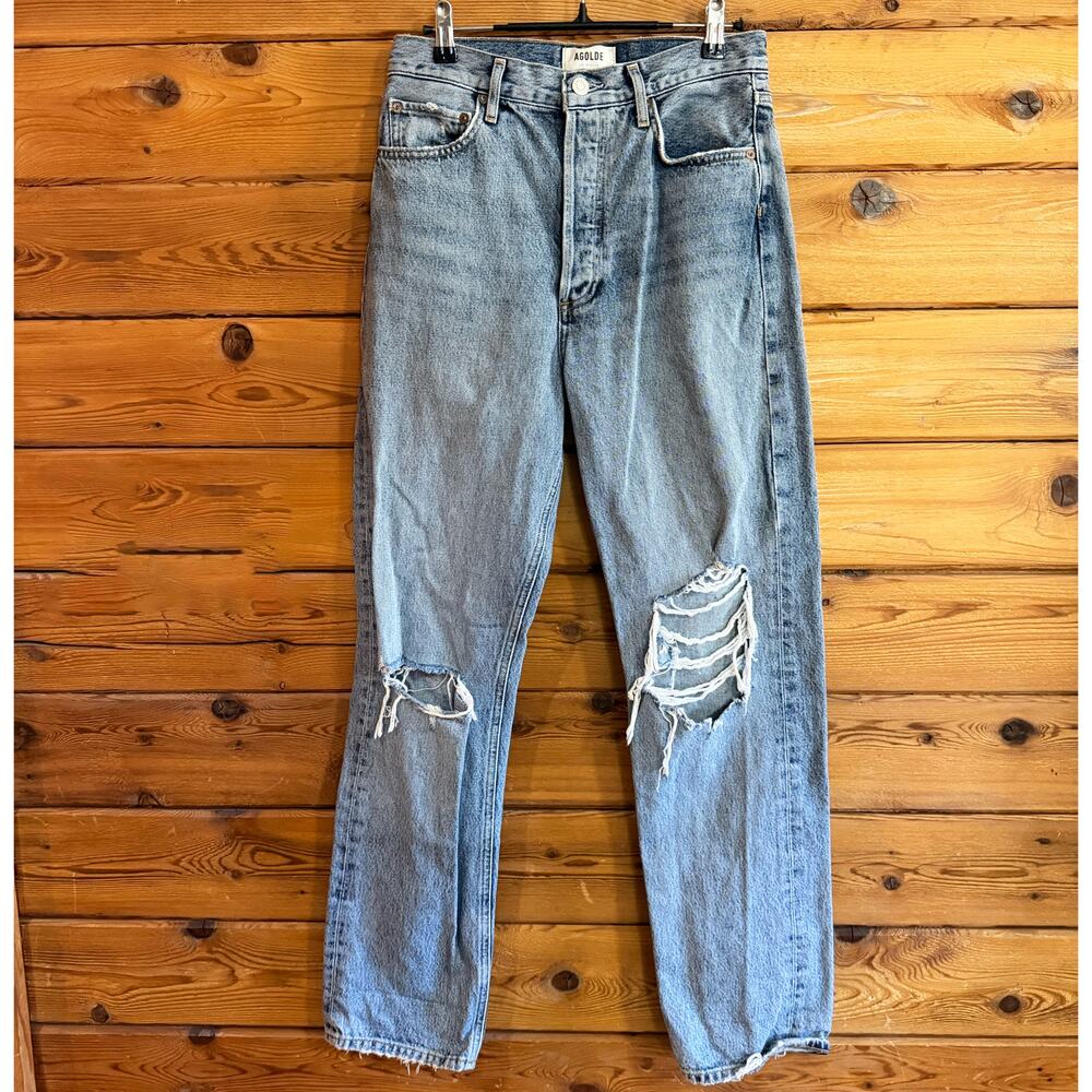 Agolde 90s Pinch Waist Straight Jean Size 27 Distressed